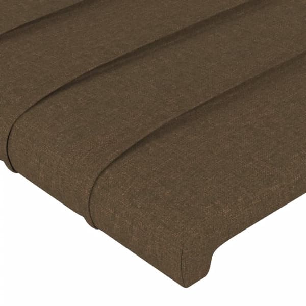 sengegavl med LED-lys 203x16x118/128 cm stof mørkebrun