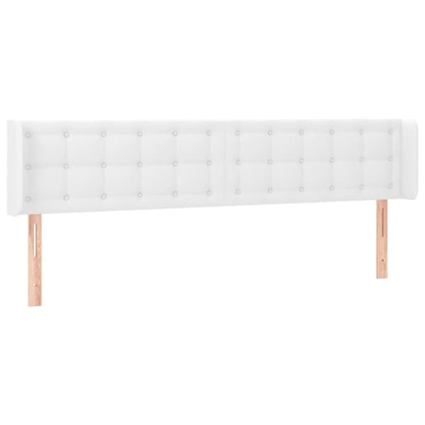 Sängyn pääty LED-valolla, valkoinen, 163x16x78/88 cm, keinonahkaa
