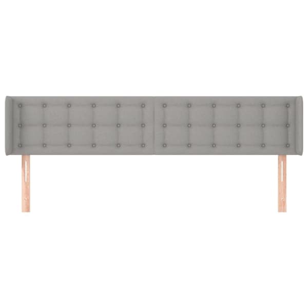 Sänggavel med kanter ljusgrå 163x16x78/88 cm tyg