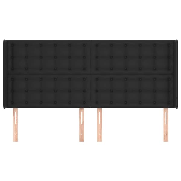 sengegavl med kanter 163x16x118/128 cm kunstlæder sort