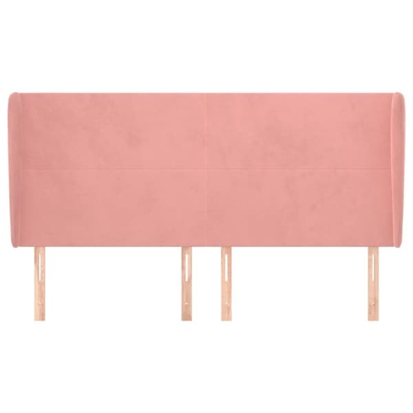 sengegavl med kanter 183x23x118/128 cm fløjl lyserød
