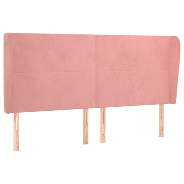 sengegavl med kanter 183x23x118/128 cm fløjl lyserød