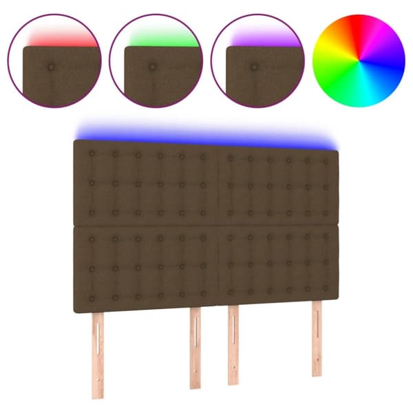 Sängyn pääty, jossa LED tummanruskea 144x5x118/128 cm kangas
