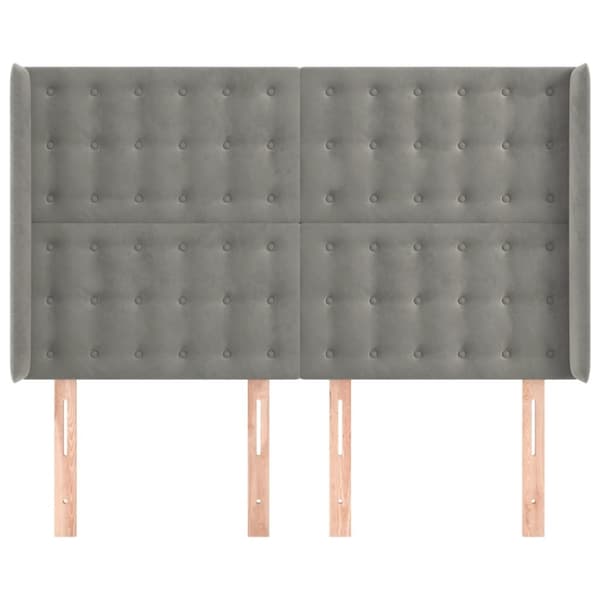 sengegavl med kanter 147x16x118/128 cm fløjl lysegrå