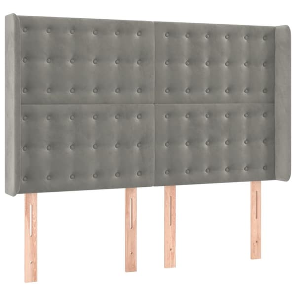 sengegavl med kanter 147x16x118/128 cm fløjl lysegrå