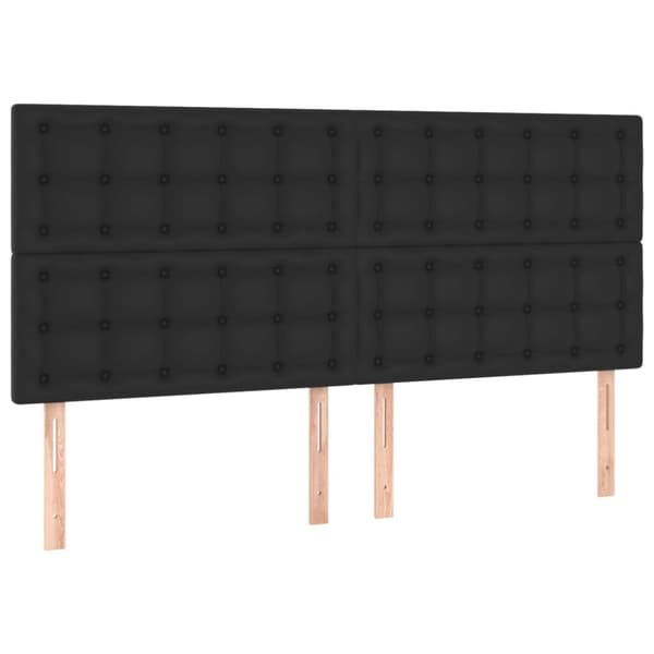 sengegavl med LED-lys 160x5x118/128 cm kunstlæder sort