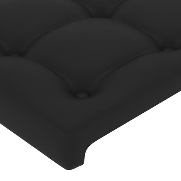 sengegavl med LED-lys 160x5x118/128 cm kunstlæder sort