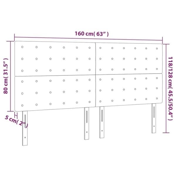 sengegavl med LED-lys 160x5x118/128 cm kunstlæder sort