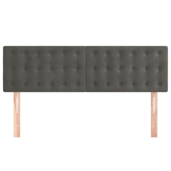 sengegavle 2 stk. 72x5x78/88 cm fløjl mørkegrå