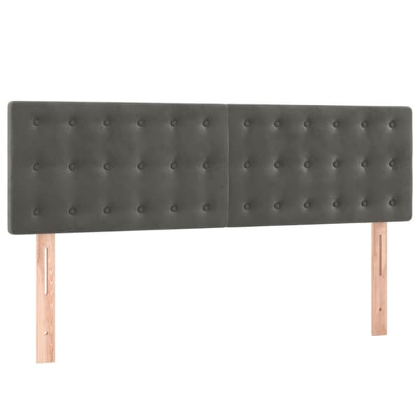 sengegavle 2 stk. 72x5x78/88 cm fløjl mørkegrå