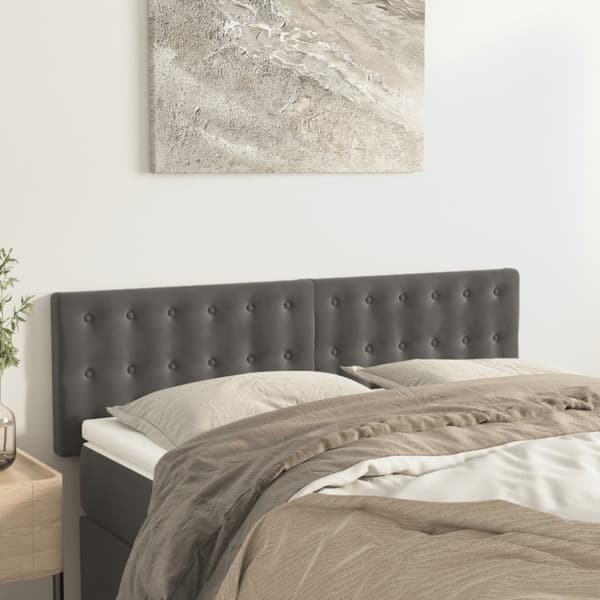 sengegavle 2 stk. 72x5x78/88 cm fløjl mørkegrå