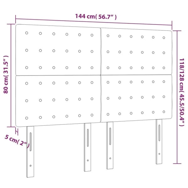 sengegavle 4 stk. 72x5x78/88 cm fløjl sort