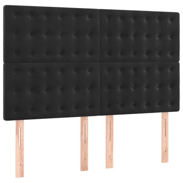 sengegavle 4 stk. 72x5x78/88 cm fløjl sort