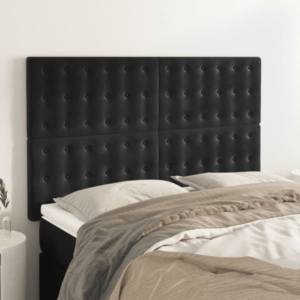 sengegavle 4 stk. 72x5x78/88 cm fløjl sort
