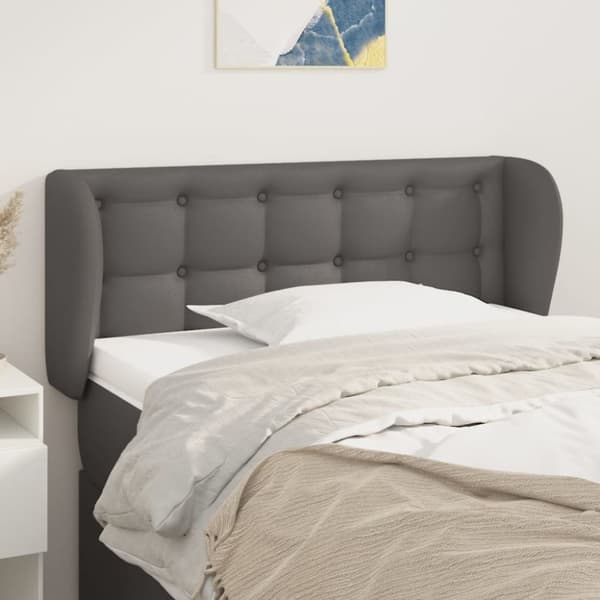 Sänggavel med kanter grå 93x23x78/88 cm konstläder