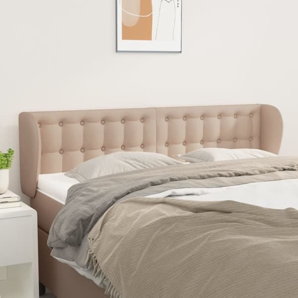 Sänggavel med kanter cappuccino 147x23x78/88 cm konstläder