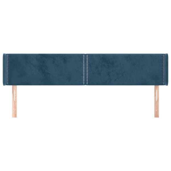 sengegavl med kanter 183x16x78/88 cm fløjl mørkeblå