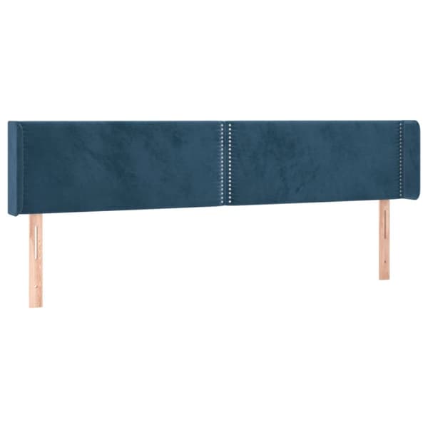 sengegavl med kanter 183x16x78/88 cm fløjl mørkeblå