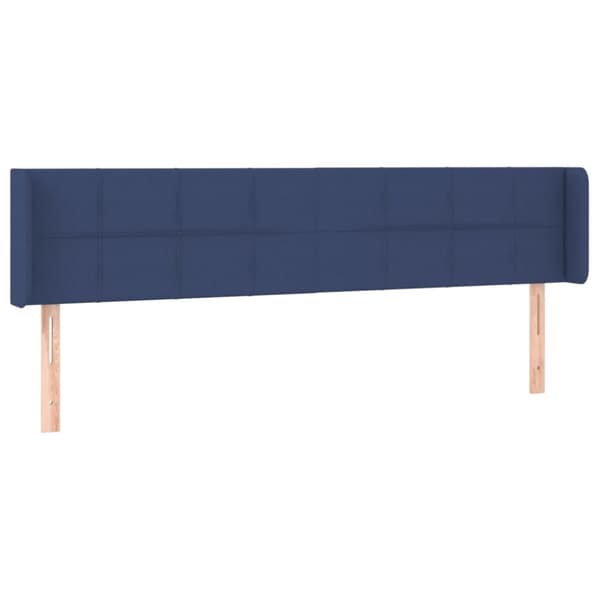 sengegavl med LED-lys 183x16x78/88 cm stof blå
