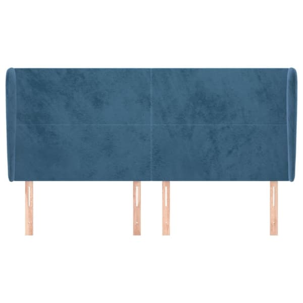 sengegavl med kanter 183x23x118/128 cm fløjl mørkeblå