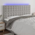 Pikkukuva 1 / 6: Sängyn pääty LED-valolla, vaaleanharmaa, 160x5x118/128 cm, kangas