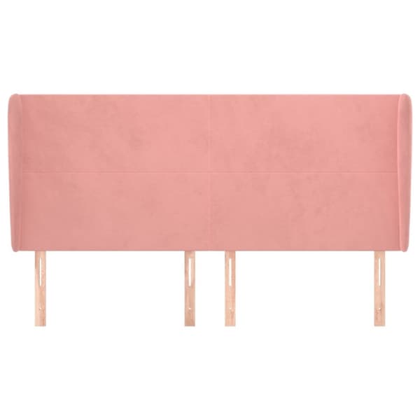 sengegavl med kanter 163x23x118/128 cm fløjl lyserød
