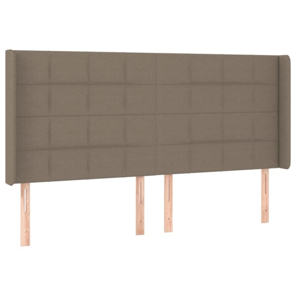 sengegavl med LED-lys 163x16x118/128 cm stof gråbrun