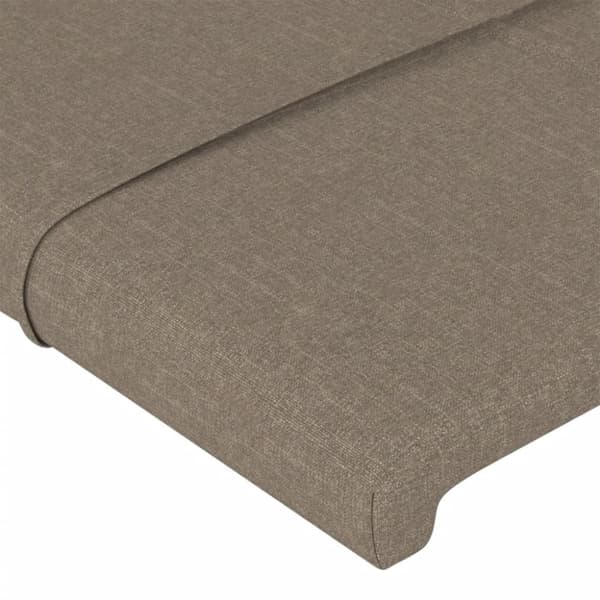 sengegavl med LED-lys 163x16x118/128 cm stof gråbrun