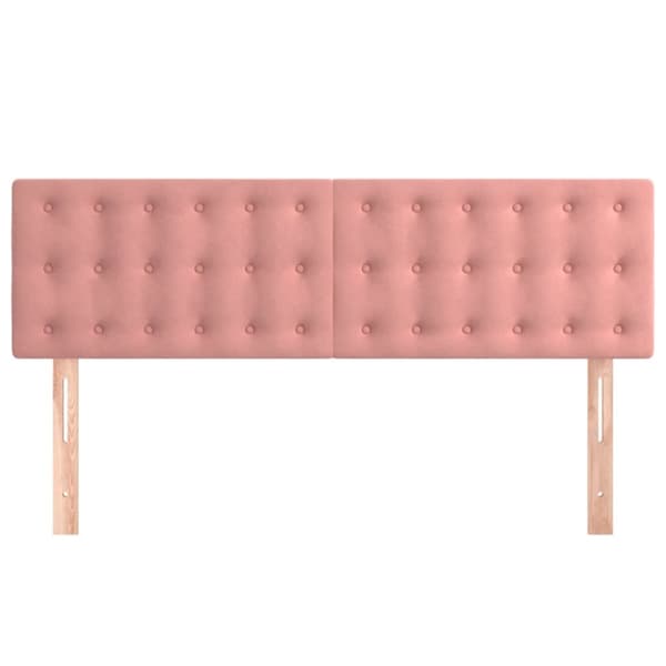 sengegavle 2 stk. 72x5x78/88 cm fløjl lyserød