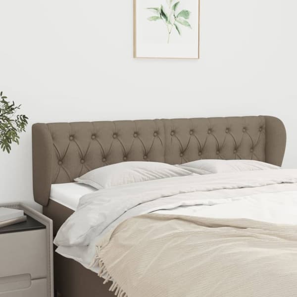 sengegavl med kanter 147x23x78/88 cm stof gråbrun