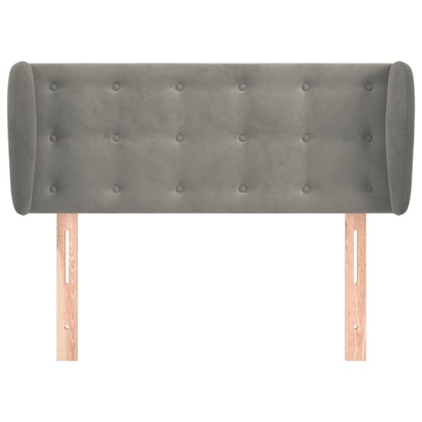 sengegavl med kanter 103x23x78/88cm fløjl lysegrå