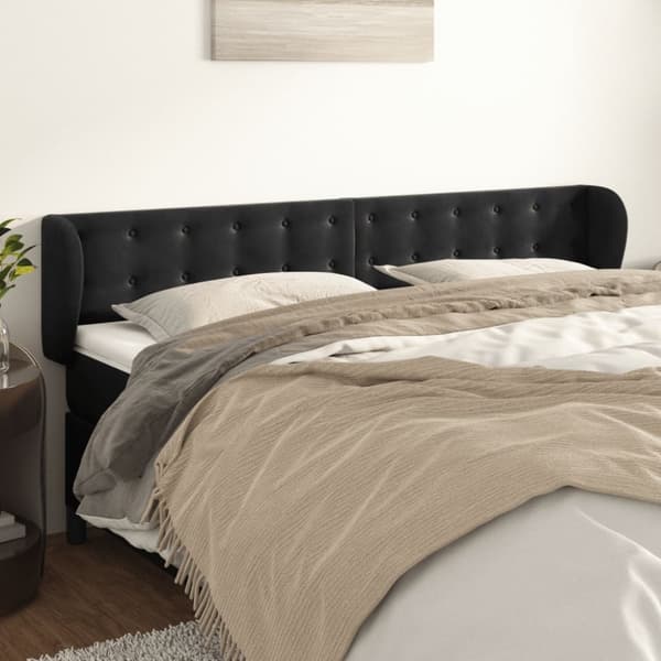 sengegavl med kanter 163x23x78/88 cm fløjl sort
