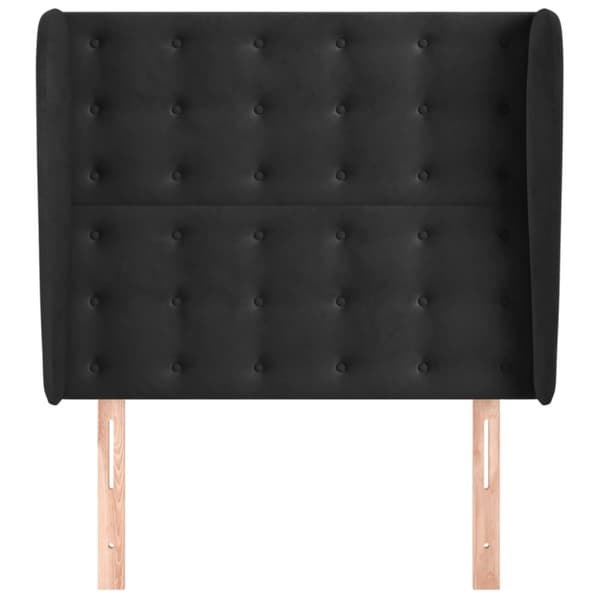 sengegavl med kanter 83x23x118/128 cm fløjl sort