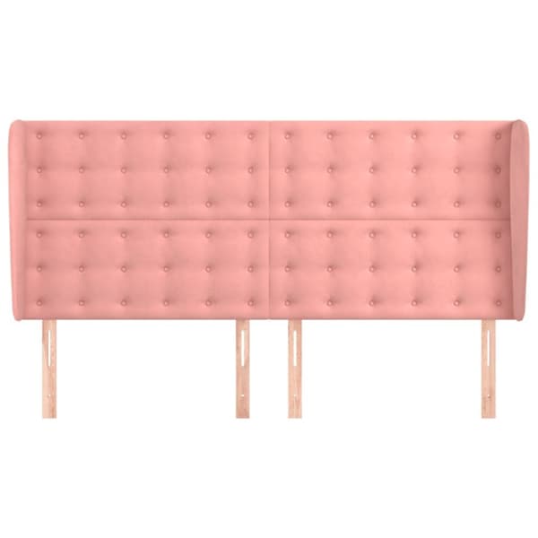 sengegavl med kanter 183x23x118/128 cm fløjl lyserød