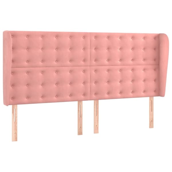sengegavl med kanter 183x23x118/128 cm fløjl lyserød
