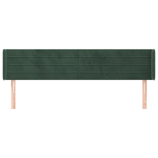 sengegavl med kanter 183x16x78/88 cm fløjl mørkegrøn