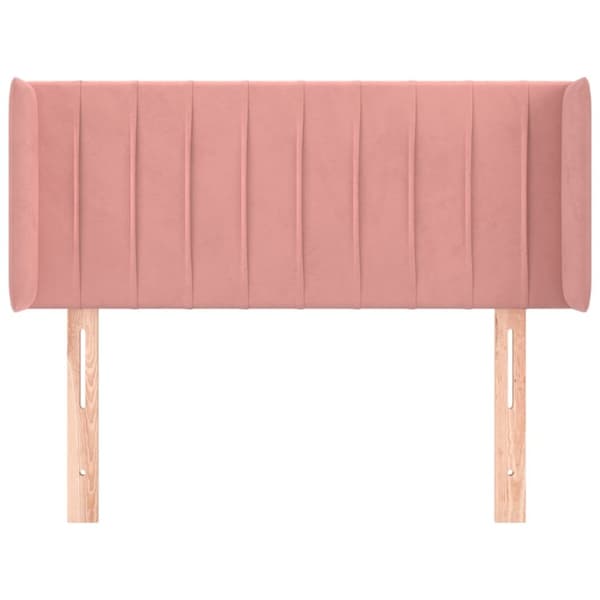 sengegavl med kanter 103x16x78/88 cm fløjl lyserød