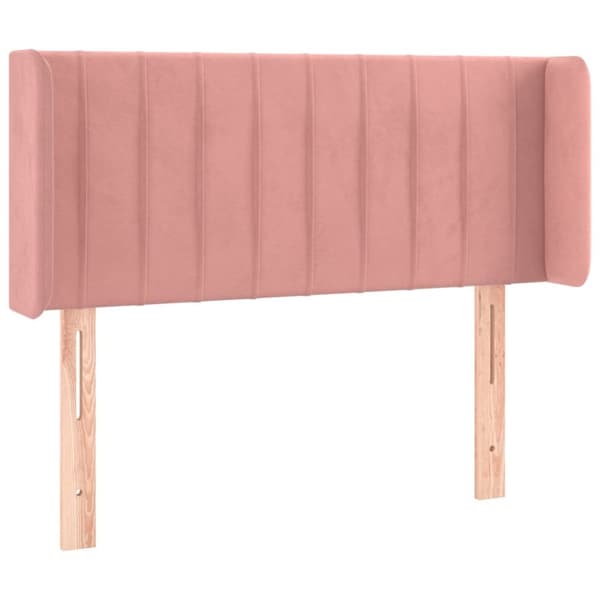 sengegavl med kanter 103x16x78/88 cm fløjl lyserød