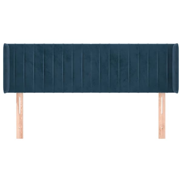 sengegavl med kanter 147x16x78/88 cm fløjl mørkeblå