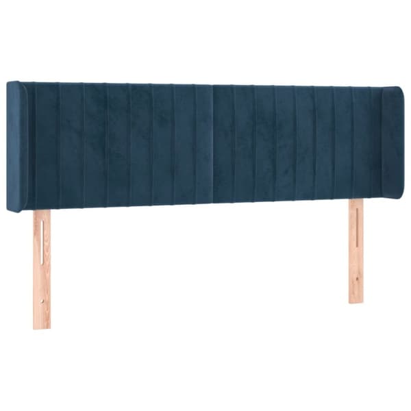 sengegavl med kanter 147x16x78/88 cm fløjl mørkeblå