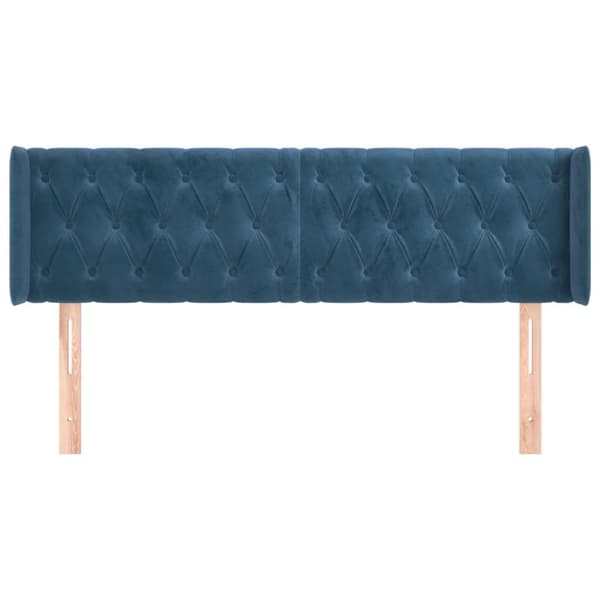 sengegavl med kanter 147x16x78/88 cm fløjl mørkeblå