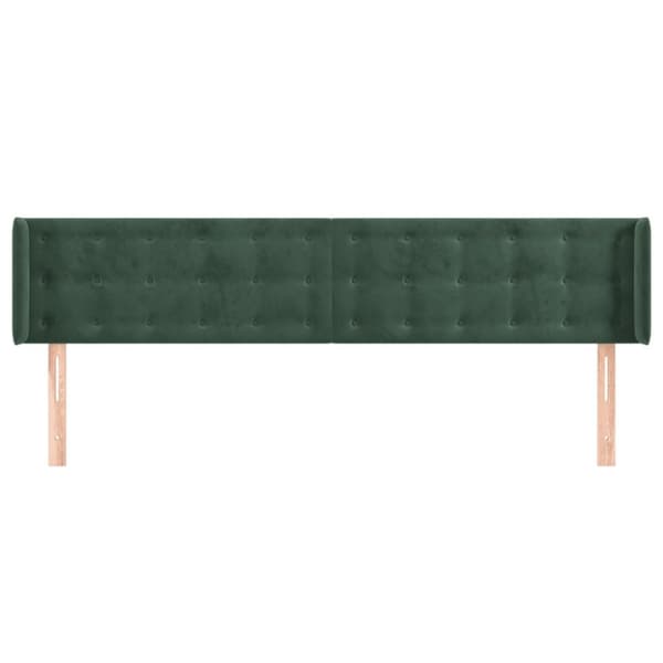 sengegavl med kanter 163x16x78/88 cm fløjl mørkegrøn