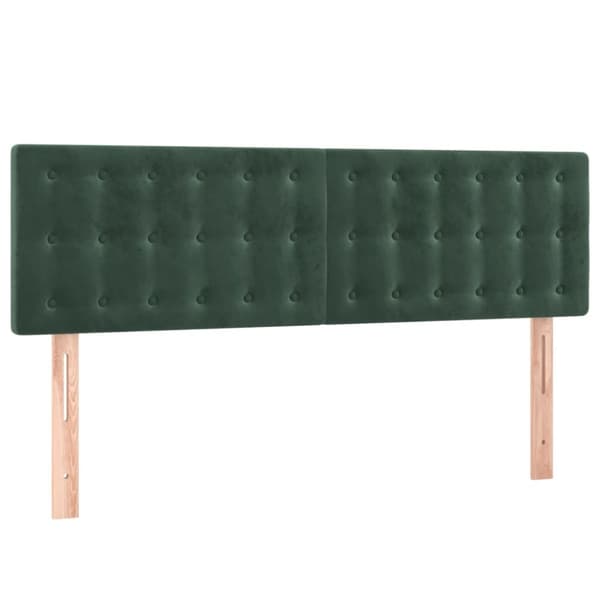 sengegavl med LED-lys 144x5x78/88 cm fløjl mørkegrøn