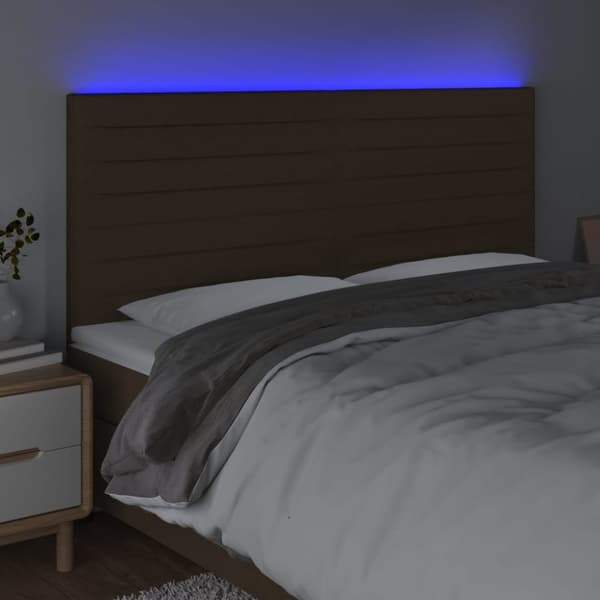 Sängyn pääty, jossa LED tummanruskea 160x5x118/128 cm kangas