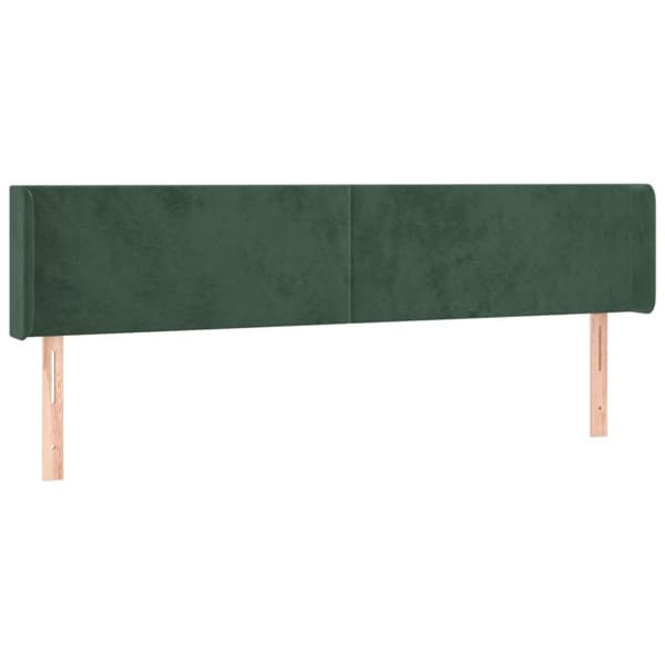 sengegavl med LED-lys 163x16x78/88 cm fløjl mørkegrøn