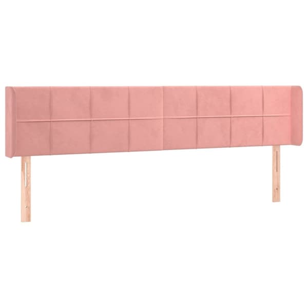 sengegavl med LED-lys 183x16x78/88 cm fløjl lyserød