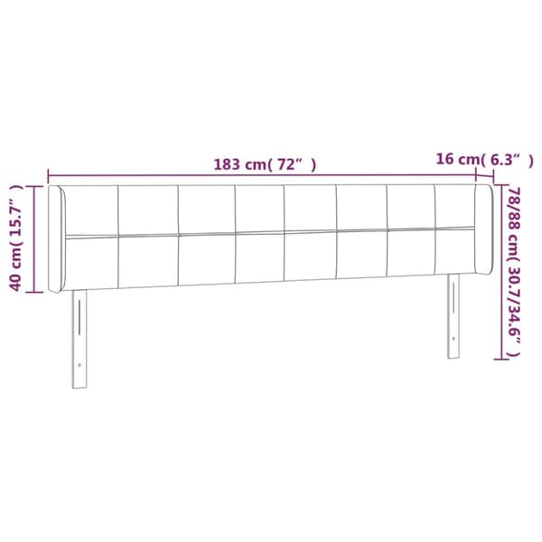 sengegavl med LED-lys 183x16x78/88 cm fløjl lyserød