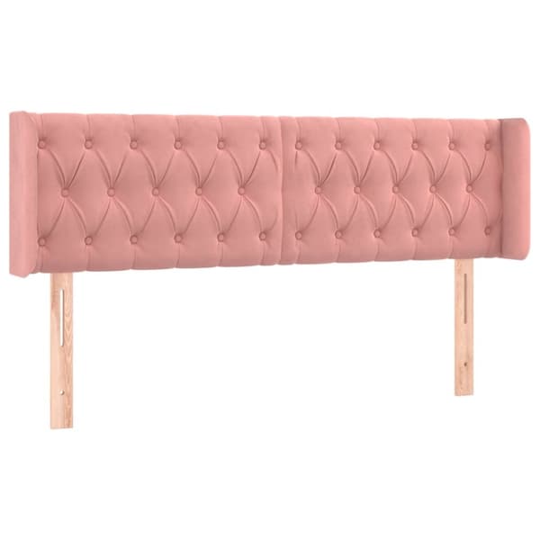 sengegavl med LED-lys 163x16x78/88 cm fløjl lyserød
