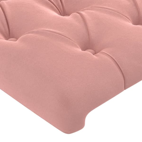 sengegavl med LED-lys 163x16x78/88 cm fløjl lyserød