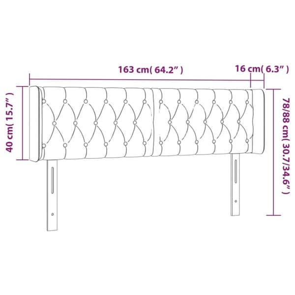 sengegavl med LED-lys 163x16x78/88 cm fløjl lyserød